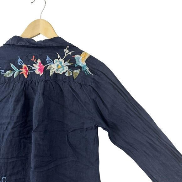 Johnny Was Workshop X-Small Miro Henley Popover Tunic Top Embroidered Womens - Picture 16 of 16